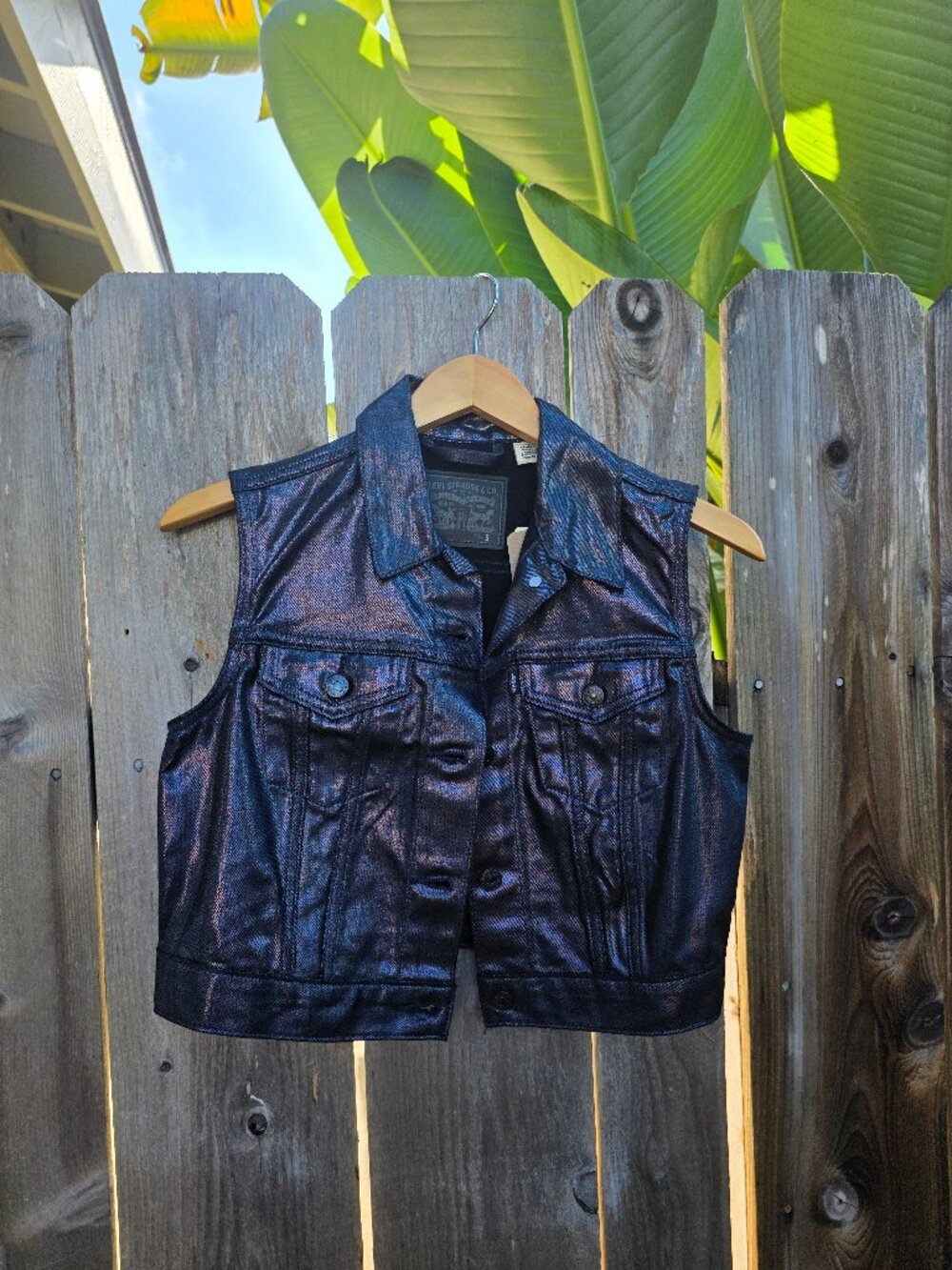 Levi's Luminous Night Multi-Color Coated Denim Trucker Vest